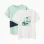 Pack of 2 cotton T-shirts with beach prints for boys, light green/white