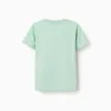 Pack of 2 cotton T-shirts with beach prints for boys, light green/white