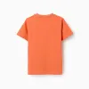 Cotton T-shirt with Banho de Mar print for boys, orange