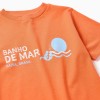 Cotton T-shirt with Banho de Mar print for boys, orange