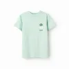 Cotton T-shirt with Peixinho do Mar print for boys, light green