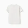 Cotton T-shirt with Sou do Sol print for boys, white/orange