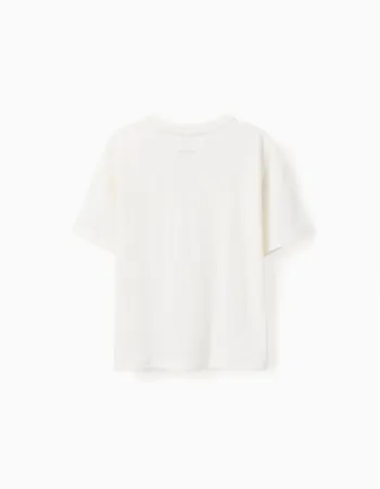 Cotton T-shirt with Sou do Sol print for boys, white