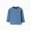 Long sleeve cotton T-shirt with print and pocket for baby boys, blue