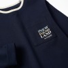 Long sleeve cotton T-shirt with print and pocket for boys, dark blue