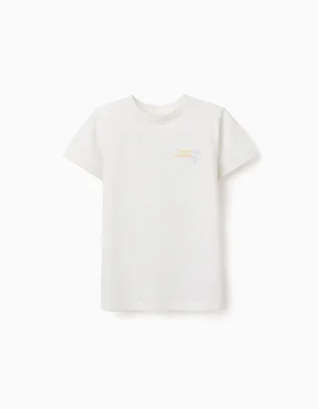 Cotton T-shirt with Aroma di Limone print for boys, white