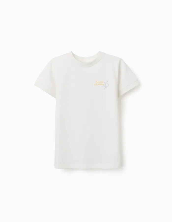 Cotton T-shirt with Aroma di Limone print for boys, white