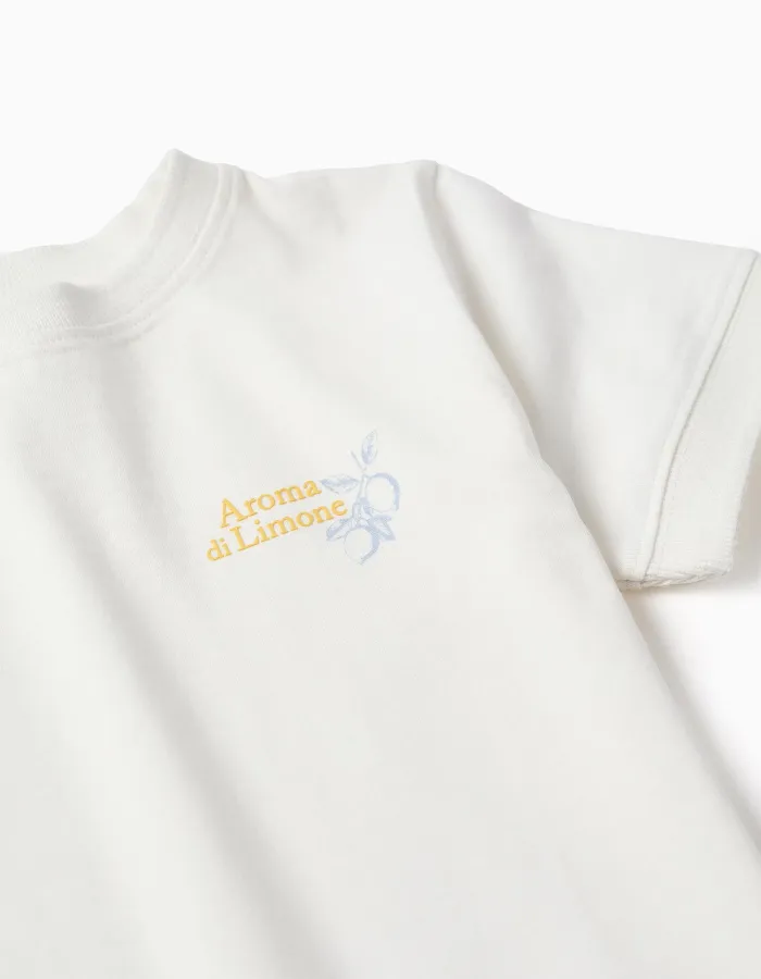 Cotton T-shirt with Aroma di Limone print for boys, white