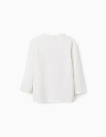 Long sleeve cotton T-shirt with Shapes print for boys, white