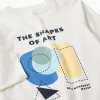 Long sleeve cotton T-shirt with Shapes print for boys, white