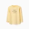 Long sleeve cotton T-shirt with Making Art print for boys, yellow