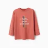 Long sleeve cotton T-shirt with Creative Eye print for boys, terracotta