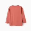 Long sleeve cotton T-shirt with Creative Eye print for boys, terracotta