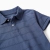 Cotton polo shirt with embossed lines B&S for boys, indigo