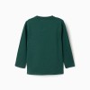 Long sleeve cotton T-shirt with Clay Horse print for boys, green