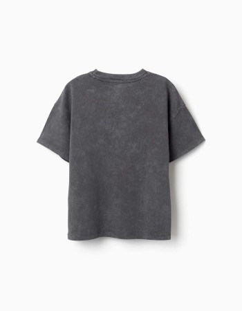 Cotton T-shirt with Stitch print for children, dark grey