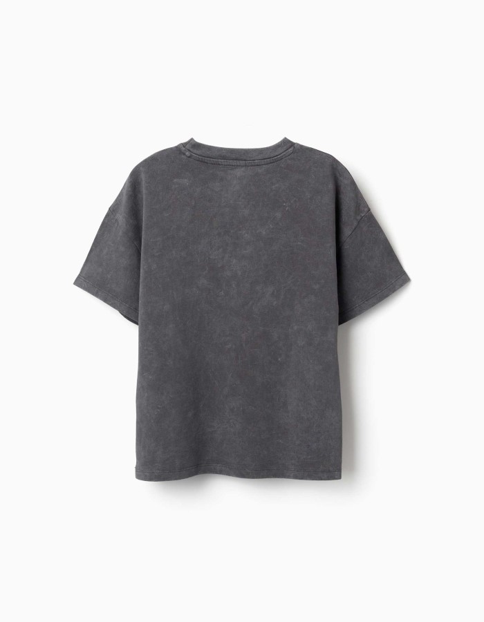 Cotton T-shirt with Stitch print for children, dark grey