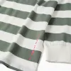 Long sleeve cotton T-shirt with stripes and print for boys, white/green