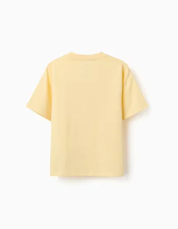 Cotton T-shirt with Minecraft prints for boys, yellow