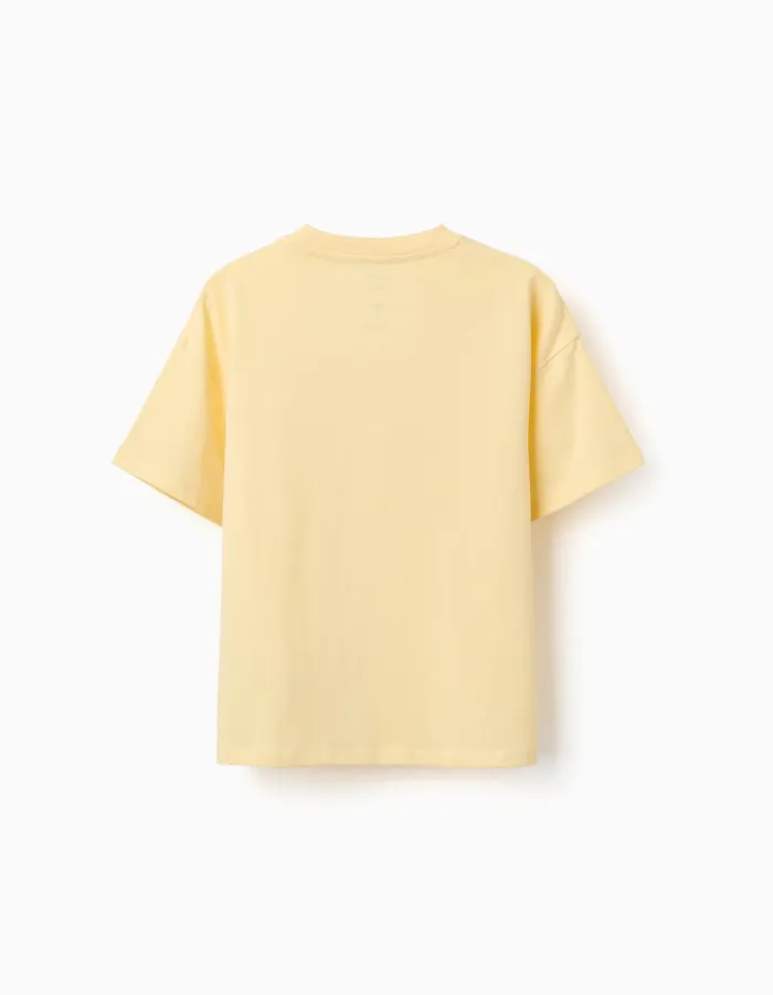 Cotton T-shirt with Minecraft prints for boys, yellow