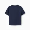Cotton T-shirt with Minecraft prints for boys, navy blue