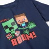 Cotton T-shirt with Minecraft prints for boys, navy blue