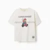 Cotton T-shirt with Mario Kart print for boys, white
