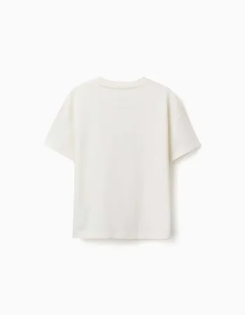 Cotton T-shirt with Mario Kart print for boys, white