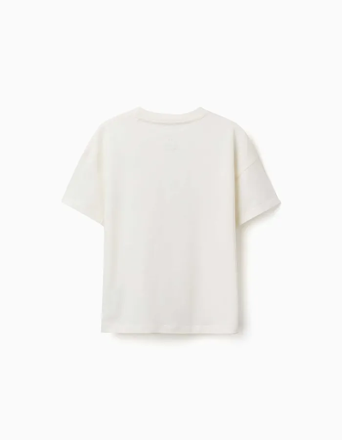 Cotton T-shirt with Mario Kart print for boys, white