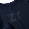 Long sleeve cotton T-shirt with ZY print for boys, navy blue