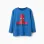 Long sleeve cotton T-shirt with Spider-Man print for boys, blue