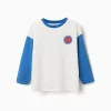 Long sleeve cotton T-shirt with Spider-Man prints for boys, white/blue