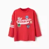 Long sleeve cotton T-shirt with Avengers prints for boys, red