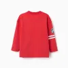 Long sleeve cotton T-shirt with Avengers prints for boys, red