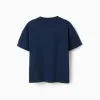 Cotton T-shirt with Marvel prints for boys, navy blue