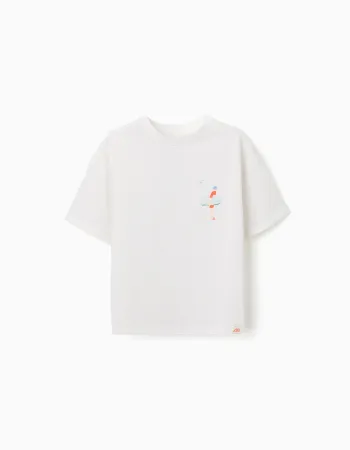 Cotton T-shirt with print Carolina Celas x Zippy for boys, white
