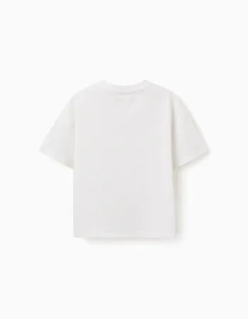 Cotton T-shirt with print Carolina Celas x Zippy for boys, white