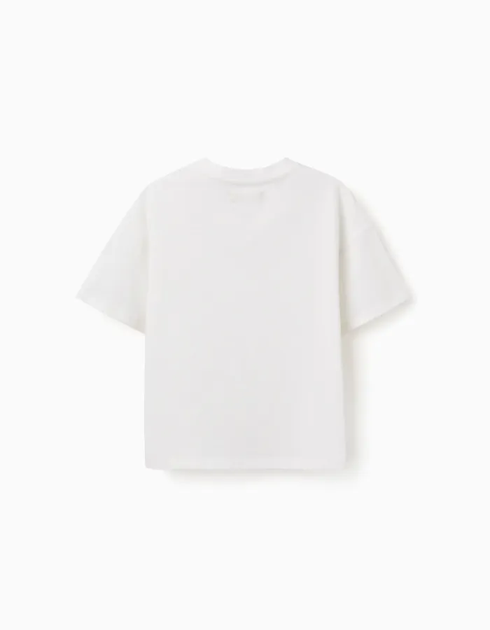 Cotton T-shirt with print Carolina Celas x Zippy for boys, white