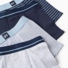 Pack of 4 Boxer Shorts for Boys 'Stripes', White/Grey/Blue
