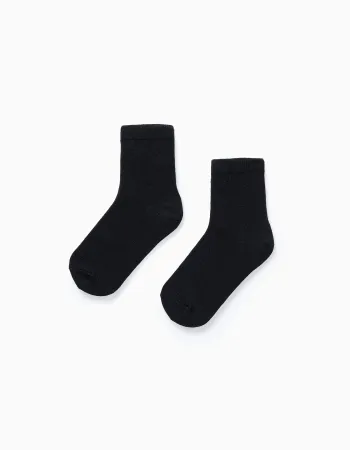 Pack of 2 Pairs of Plain Socks for Boys, Black