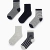Pack of 5 Pairs of Socks for Boys 'Stripes', Dark Blue/Grey