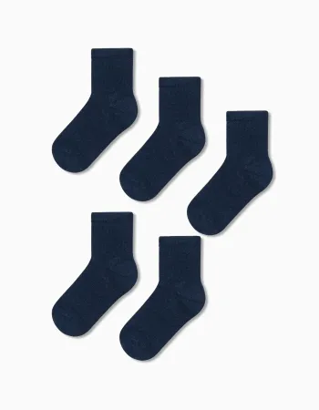 Pack of 5 Pairs of Plain Socks for Boys, Dark Blue