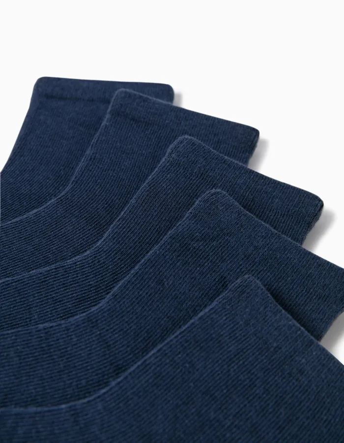 Pack of 5 Pairs of Plain Socks for Boys, Dark Blue