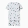 Ribbed cotton pyjamas with alligator motif for boys, grey/green