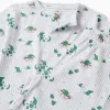 Ribbed cotton pyjamas with alligator motif for boys, grey/green