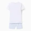 Short sleeve cotton pyjamas with alligator prints for boys, white