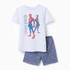 Short sleeve glow-in-the-dark pyjamas Spider-Man for boys, white/blue