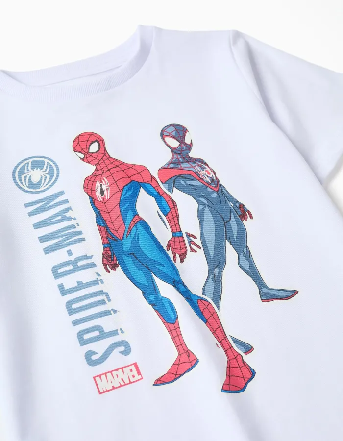 Short sleeve glow-in-the-dark pyjamas Spider-Man for boys, white/blue