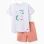 Short sleeve cotton pyjamas with alligator print for boys, white/orange