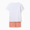 Short sleeve cotton pyjamas with alligator print for boys, white/orange
